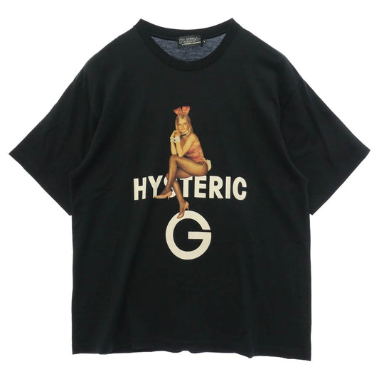 HYSTERIC GLAMOUR ヒステリックグラマー PLAYBOY プレイボーイ 22SS 02222CT21 × PLAYBOY BUNNY ON HG バニー オン エイチジー フロントプリント 半袖 Tシャツ カットソー ブラック系 L【中古】