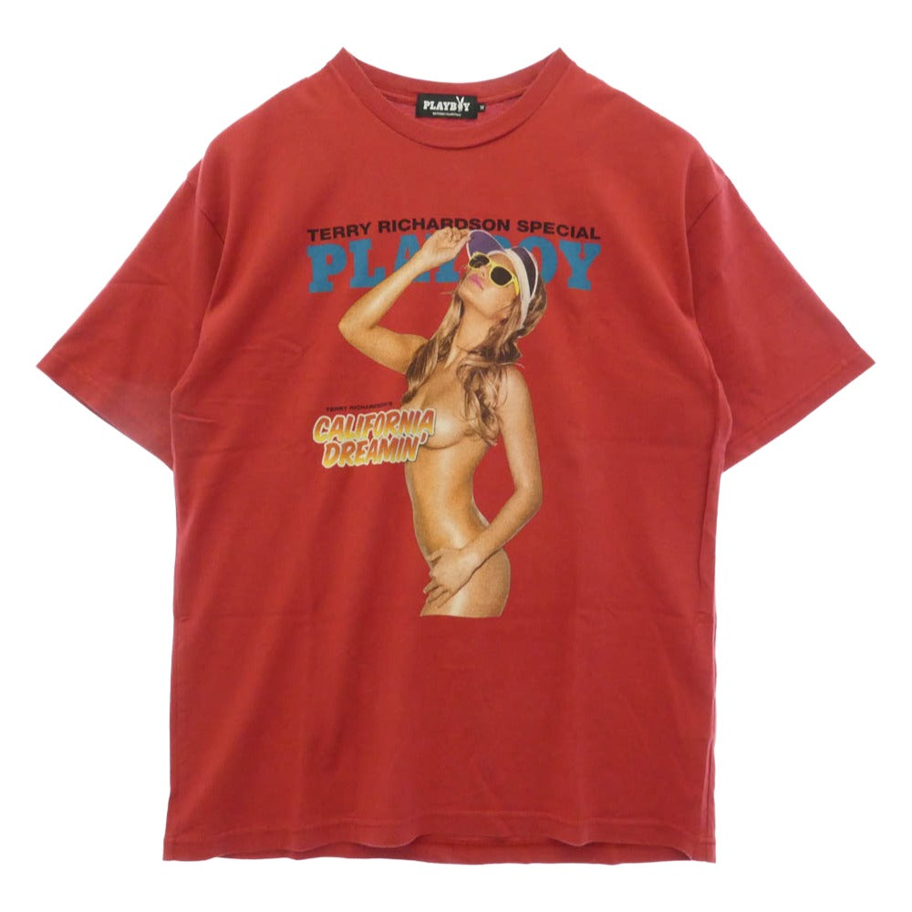 HYSTERIC GLAMOUR ヒステリックグラマー PLAYBOY プレイボーイ 17SS 12171CT02 × PLAYBOY TERRY RICHARDSON CALIFORNIA DREAMIN プレイボーイ テリー リチャードソン カリフォルニア ドリーミン 半袖 Tシャツ カットソー レッド系 M【中古】