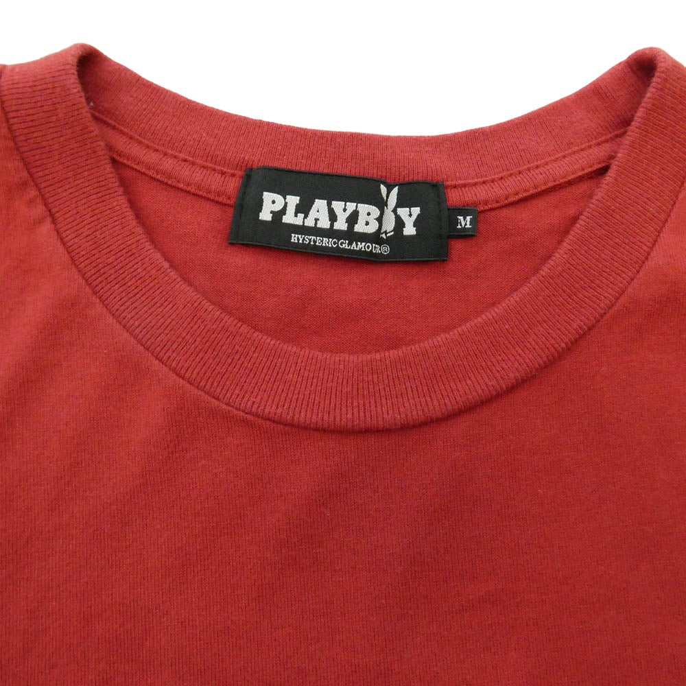 HYSTERIC GLAMOUR ヒステリックグラマー PLAYBOY プレイボーイ 17SS 12171CT02 × PLAYBOY TERRY RICHARDSON CALIFORNIA DREAMIN プレイボーイ テリー リチャードソン カリフォルニア ドリーミン 半袖 Tシャツ カットソー レッド系 M【中古】