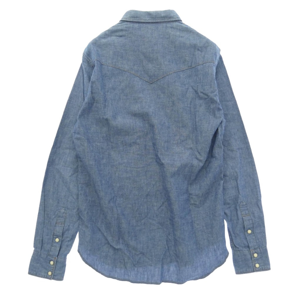 HYSTERIC GLAMOUR ヒステリックグラマー 22SS 0222AH09 シャンブレー ウエスタン 長袖 ポケット シャツ インディゴブルー系 L【中古】