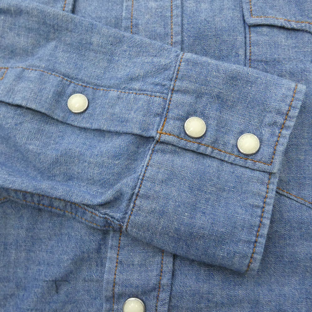 HYSTERIC GLAMOUR ヒステリックグラマー 22SS 0222AH09 シャンブレー ウエスタン 長袖 ポケット シャツ インディゴブルー系 L【中古】