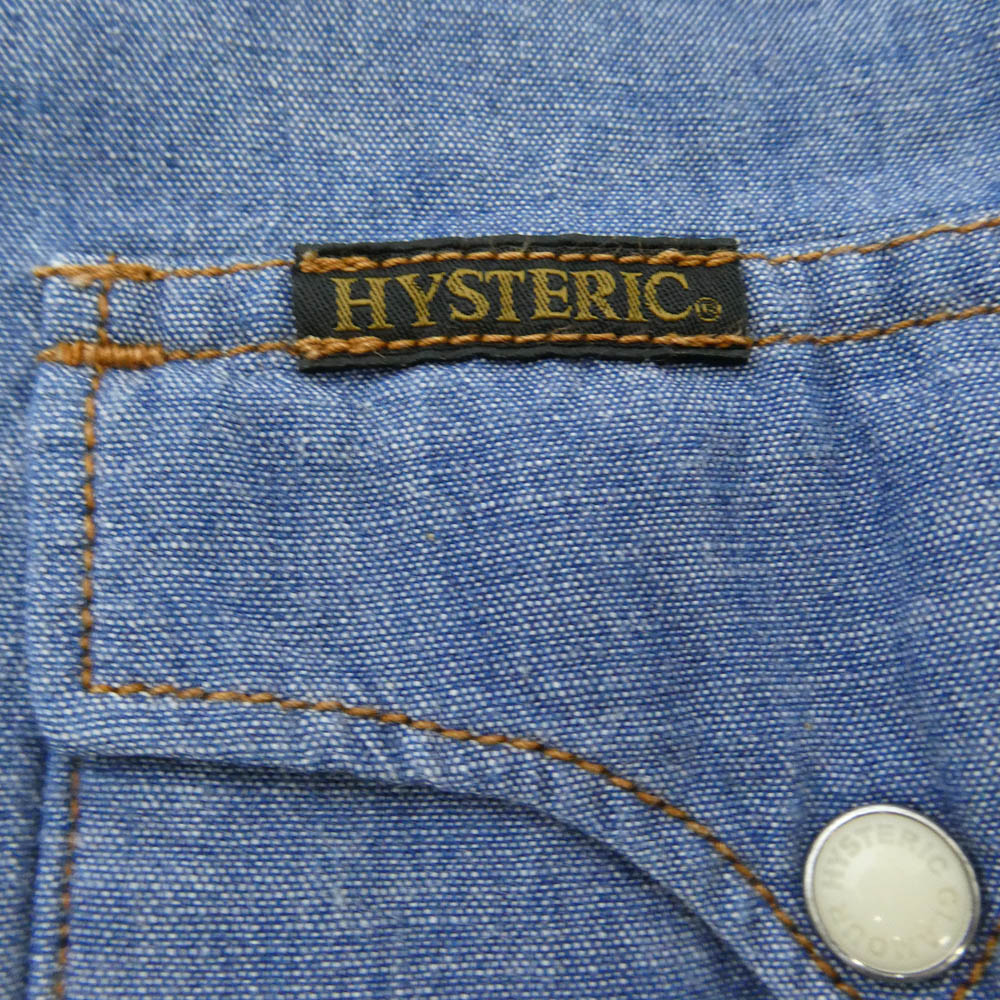 HYSTERIC GLAMOUR ヒステリックグラマー 22SS 0222AH09 シャンブレー ウエスタン 長袖 ポケット シャツ インディゴブルー系 L【中古】