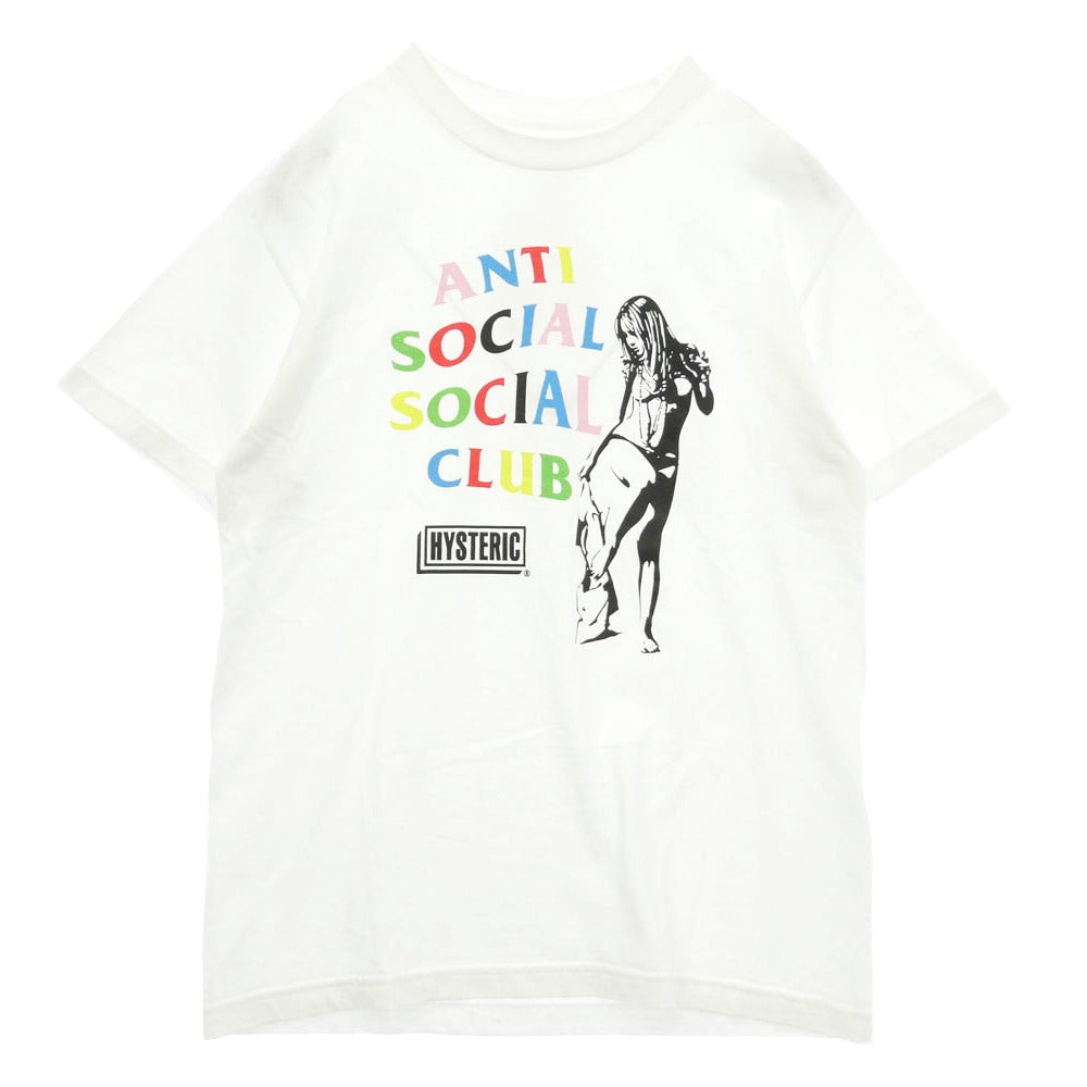 HYSTERIC GLAMOUR ヒステリックグラマー ANTI SOCIAL SOCIAL CLUB ヒスガール マルチロゴ フロントプリント 半袖 Tシャツ カットソー ホワイト系 M【中古】