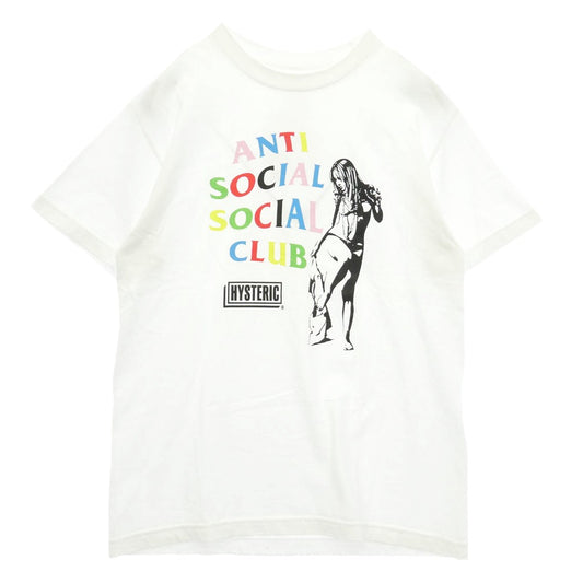 HYSTERIC GLAMOUR ヒステリックグラマー ANTI SOCIAL SOCIAL CLUB ヒスガール マルチロゴ フロントプリント 半袖 Tシャツ カットソー ホワイト系 M【中古】