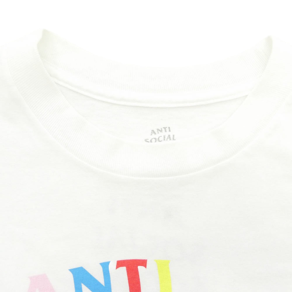 HYSTERIC GLAMOUR ヒステリックグラマー ANTI SOCIAL SOCIAL CLUB ヒスガール マルチロゴ フロントプリント 半袖 Tシャツ カットソー ホワイト系 M【中古】