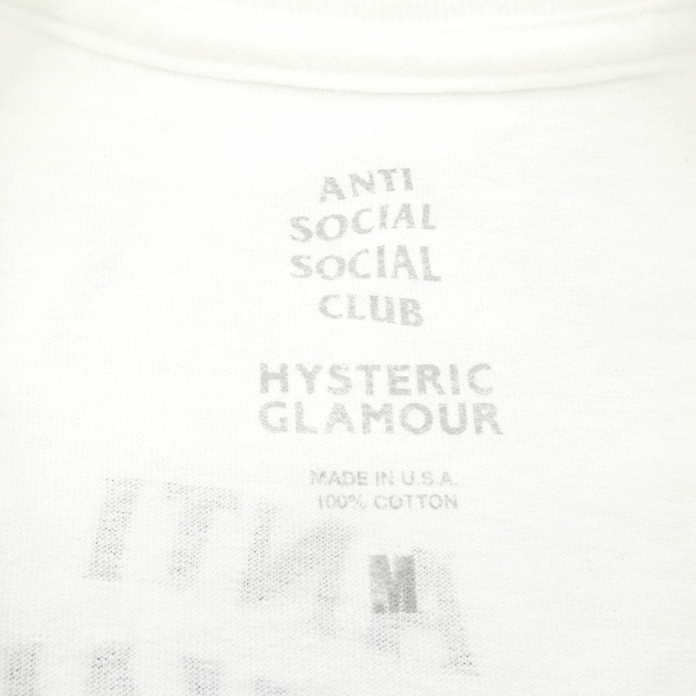 HYSTERIC GLAMOUR ヒステリックグラマー ANTI SOCIAL SOCIAL CLUB ヒスガール マルチロゴ フロントプリント 半袖 Tシャツ カットソー ホワイト系 M【中古】