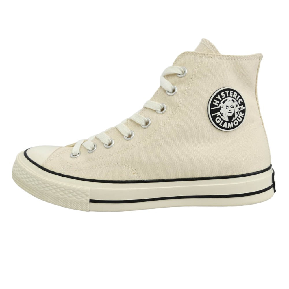 HYSTERIC GLAMOUR ヒステリックグラマー 21AW 0221QS01400 ラバーロゴ サイドジップ ハイカット スニーカー オフホワイト系 27cm【中古】