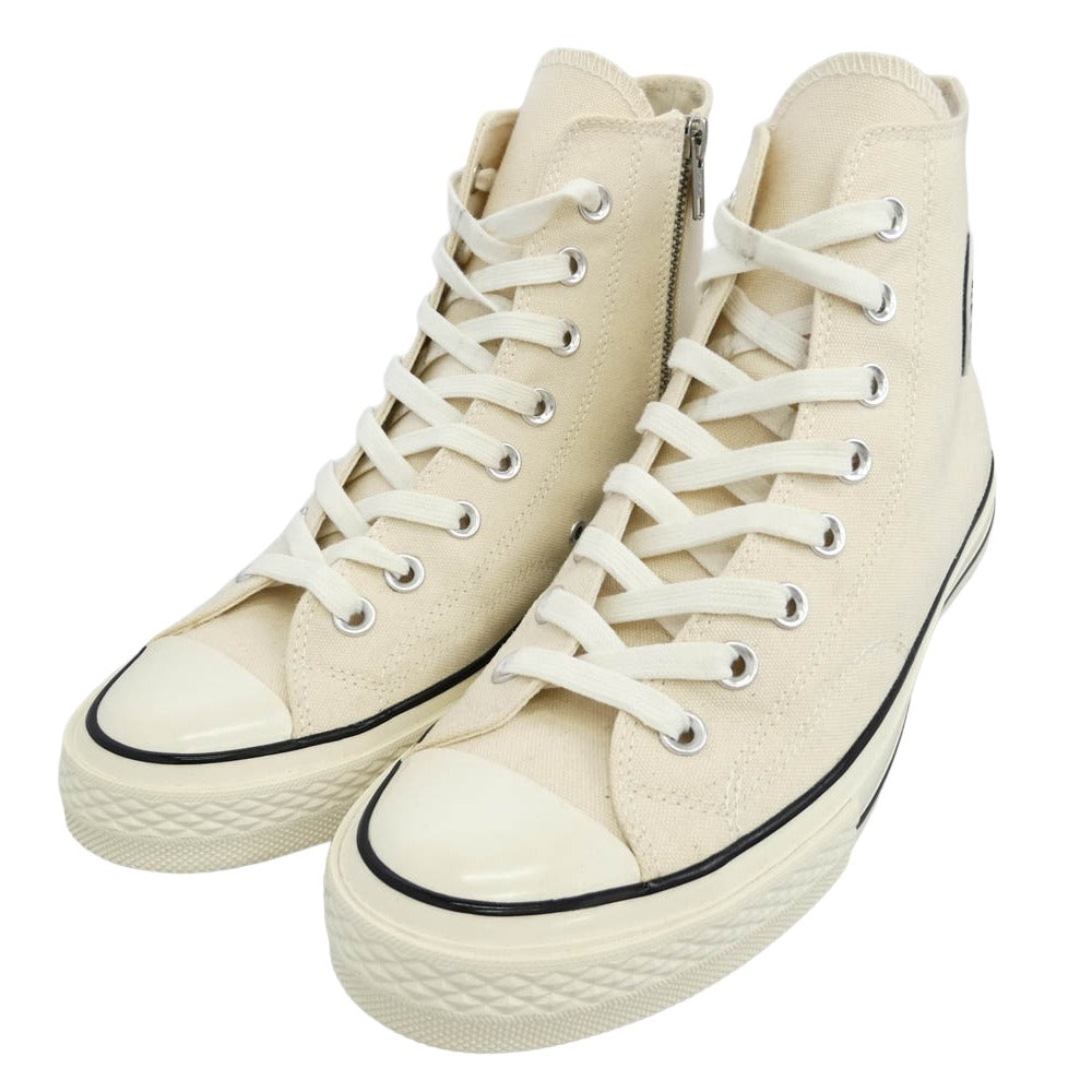 HYSTERIC GLAMOUR ヒステリックグラマー 21AW 0221QS01400 ラバーロゴ サイドジップ ハイカット スニーカー オフホワイト系 27cm【中古】
