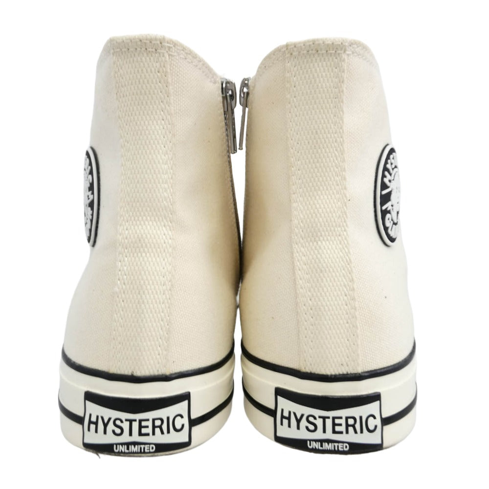 HYSTERIC GLAMOUR ヒステリックグラマー 21AW 0221QS01400 ラバーロゴ サイドジップ ハイカット スニーカー オフホワイト系 27cm【中古】