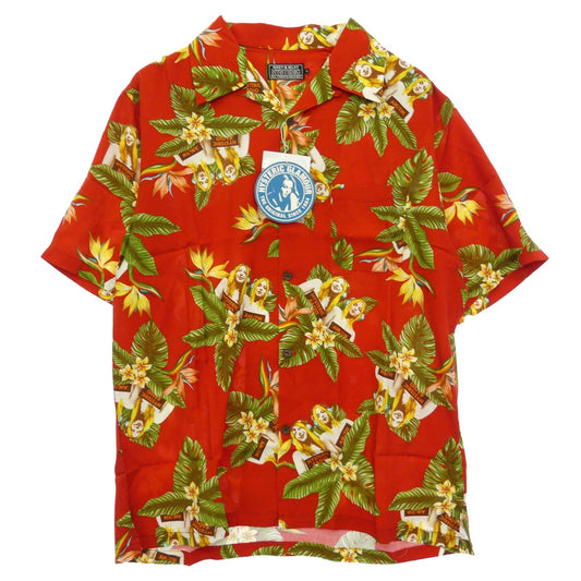 HYSTERIC GLAMOUR ヒステリックグラマー 25SS 02251AH11 DIZZY & MILKY TROPICCHANNEL ディジー ミルキー トロピックチャンネル アロハ ハワイアン オープンカラー 開襟 半袖 総柄 シャツ レッド系 XL【新古品】【未使用】【中古】