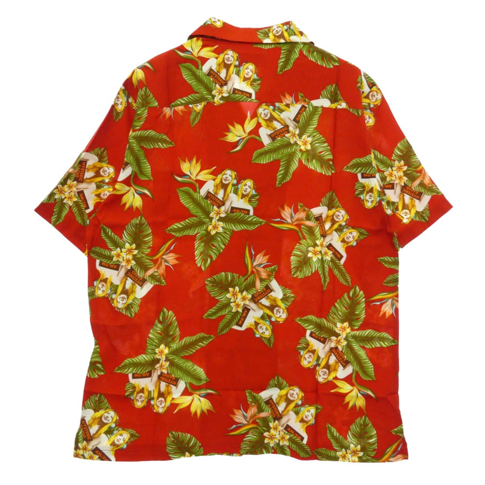 HYSTERIC GLAMOUR ヒステリックグラマー 25SS 02251AH11 DIZZY & MILKY TROPICCHANNEL ディジー ミルキー トロピックチャンネル アロハ ハワイアン オープンカラー 開襟 半袖 総柄 シャツ レッド系 XL【新古品】【未使用】【中古】