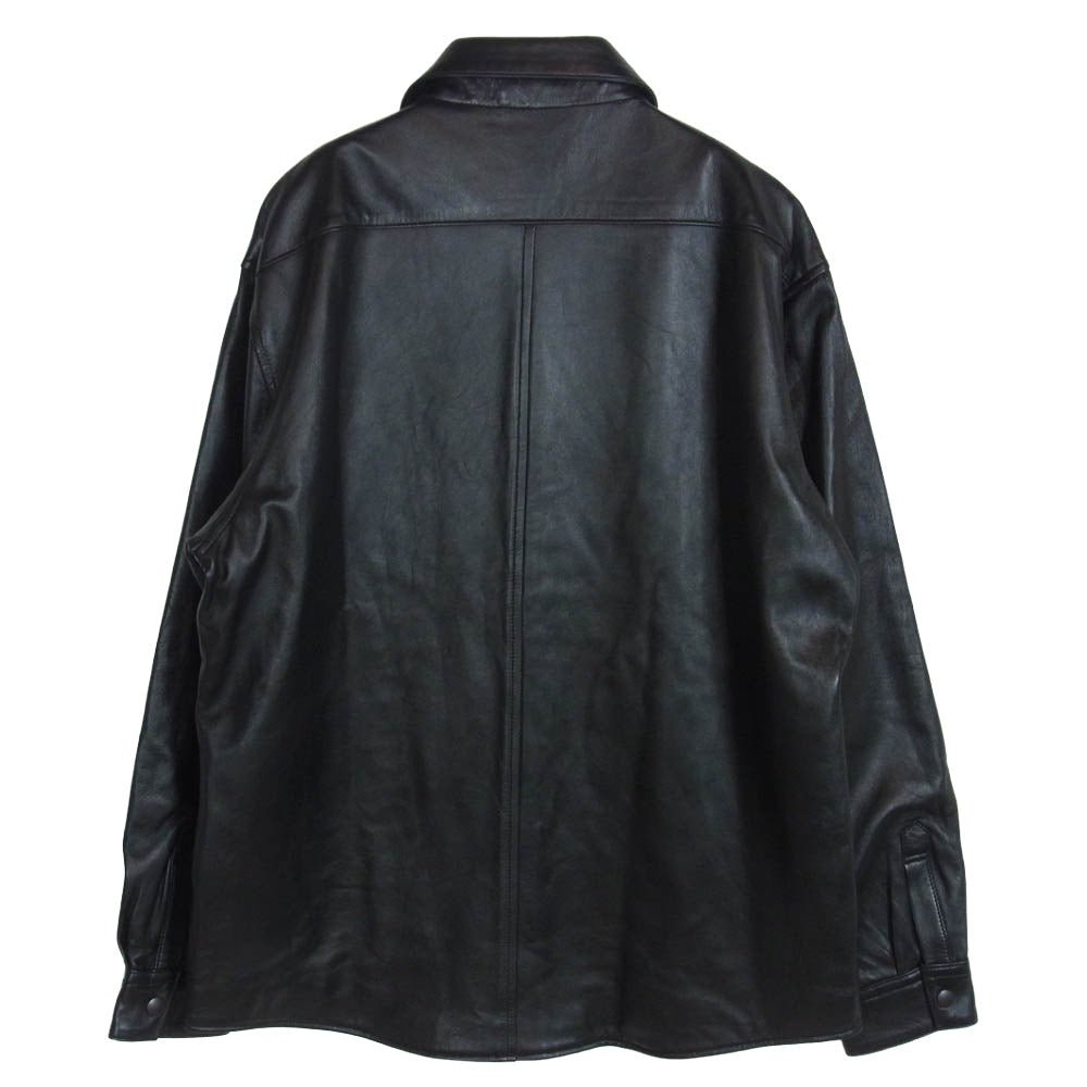 nano universe ナノユニバース 668-4112215 ライトラムナッパ レザー シャツジャケット ブルゾン ブラック系 L【美品】【中古】