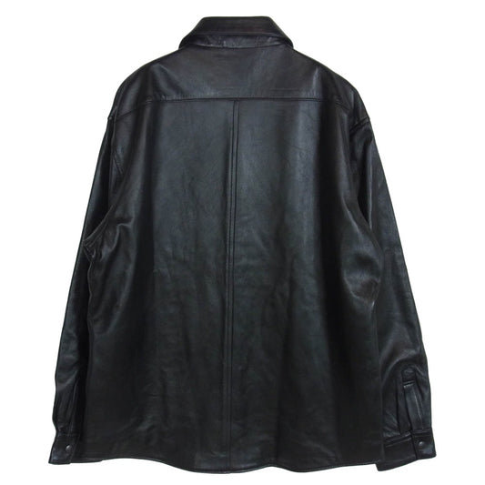 nano universe ナノユニバース 668-4112215 ライトラムナッパ レザー シャツジャケット ブルゾン ブラック系 L【美品】【中古】