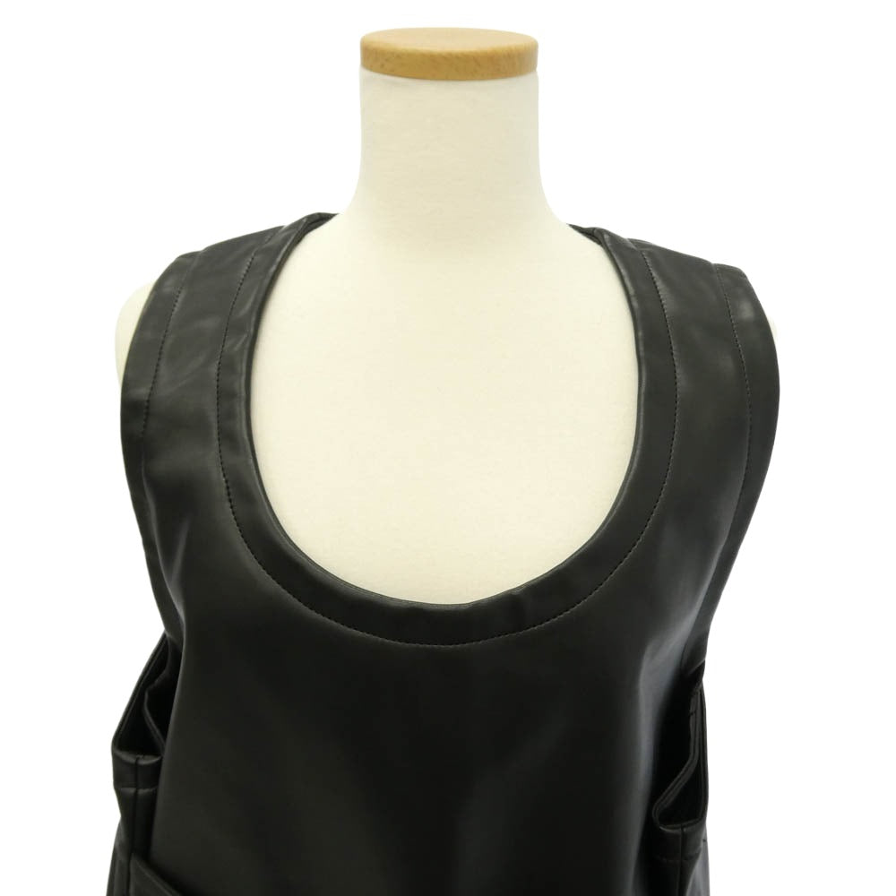 BLACK COMME des GARCONS ブラックコムデギャルソン 1P-A002 AD2025 フェイクレザー バックル ドレス ノースリーブ ワンピース ブラック系 S【中古】