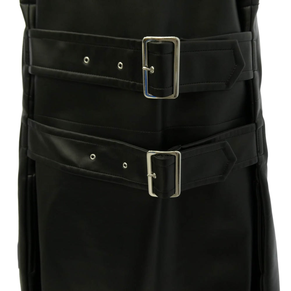 BLACK COMME des GARCONS ブラックコムデギャルソン 1P-A002 AD2025 フェイクレザー バックル ドレス ノースリーブ ワンピース ブラック系 S【中古】