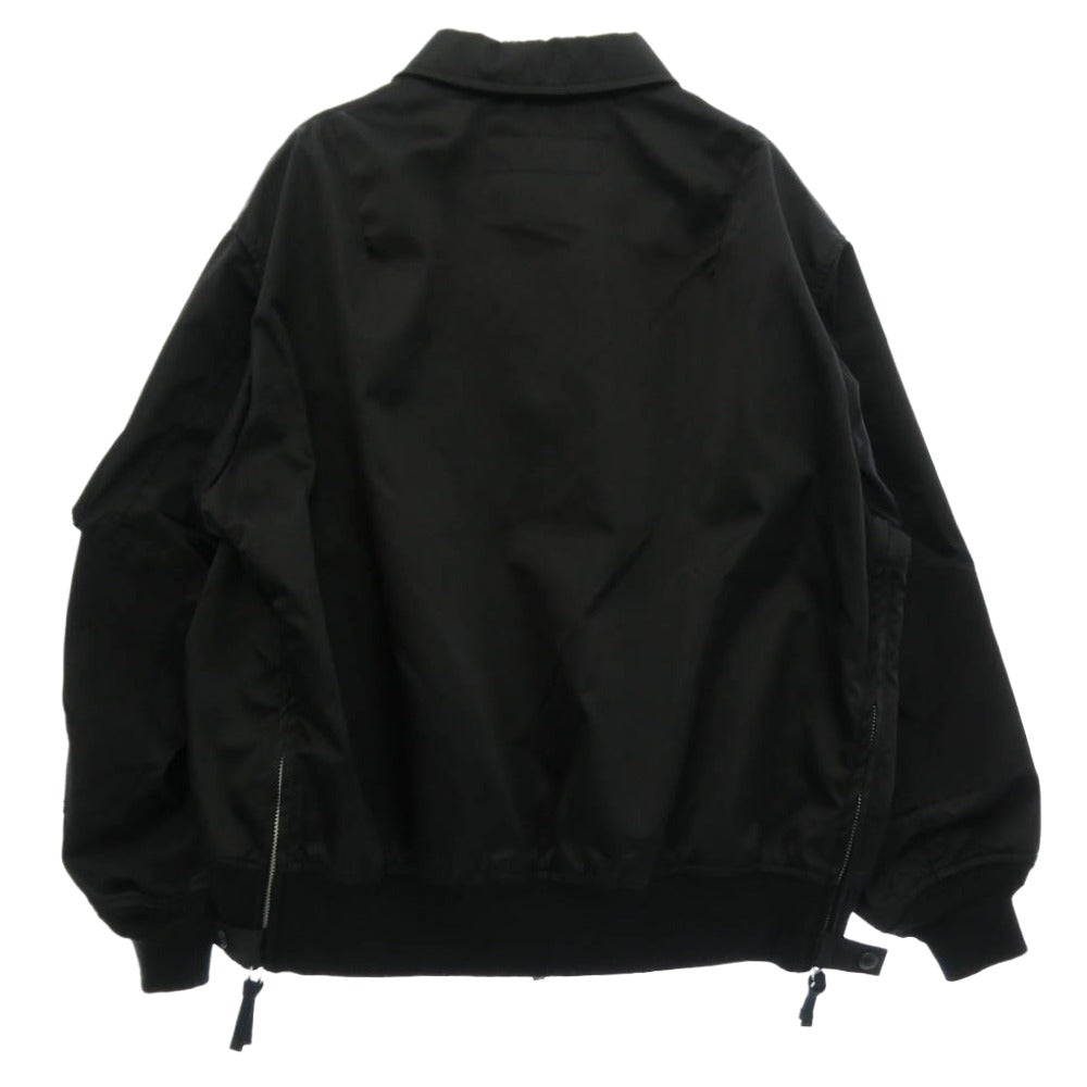 COMME des GARCONS HOMME コムデギャルソンオム HN-J006 ナイロンツイル 丸襟 サイドジップ ミリタリー ボンバー ジャケット ブルゾン ブラック系 M【中古】