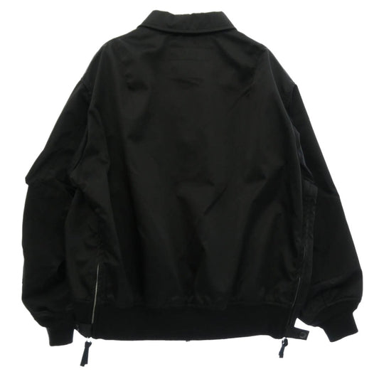 COMME des GARCONS HOMME コムデギャルソンオム HN-J006 ナイロンツイル 丸襟 サイドジップ ミリタリー ボンバー ジャケット ブルゾン ブラック系 M【中古】