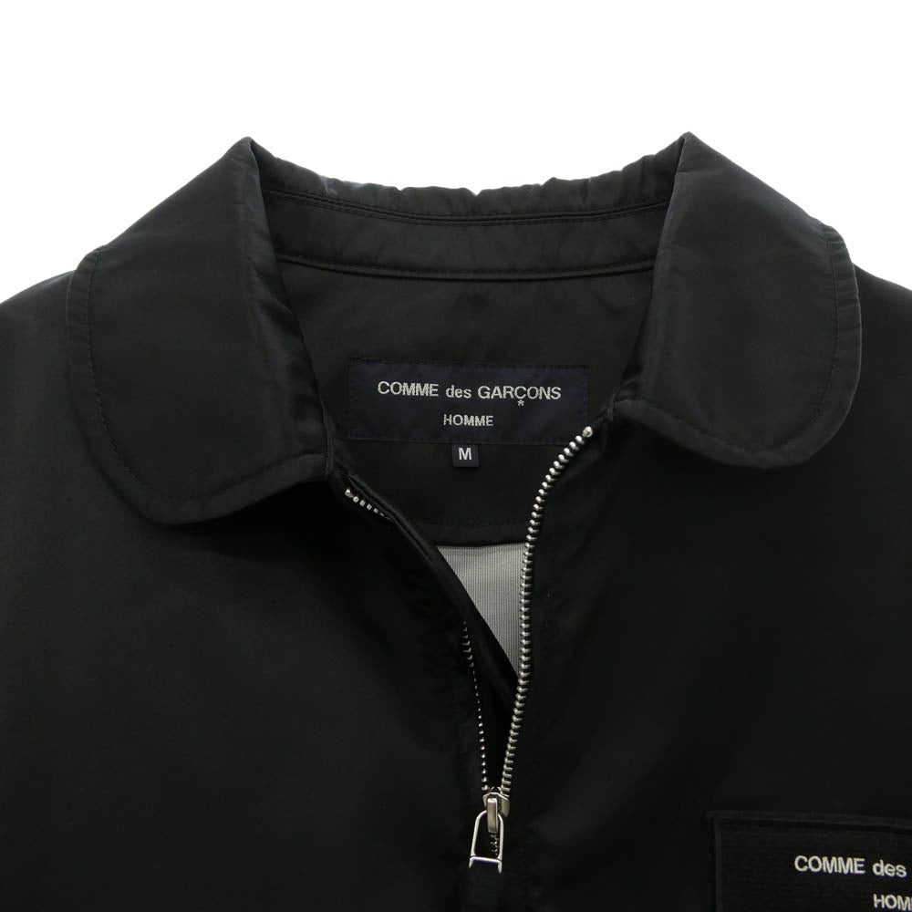 COMME des GARCONS HOMME コムデギャルソンオム HN-J006 ナイロンツイル 丸襟 サイドジップ ミリタリー ボンバー ジャケット ブルゾン ブラック系 M【中古】
