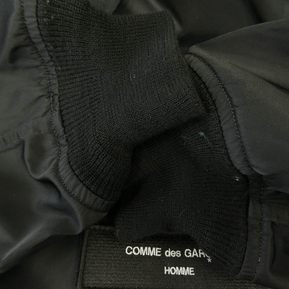 COMME des GARCONS HOMME コムデギャルソンオム HN-J006 ナイロンツイル 丸襟 サイドジップ ミリタリー ボンバー ジャケット ブルゾン ブラック系 M【中古】