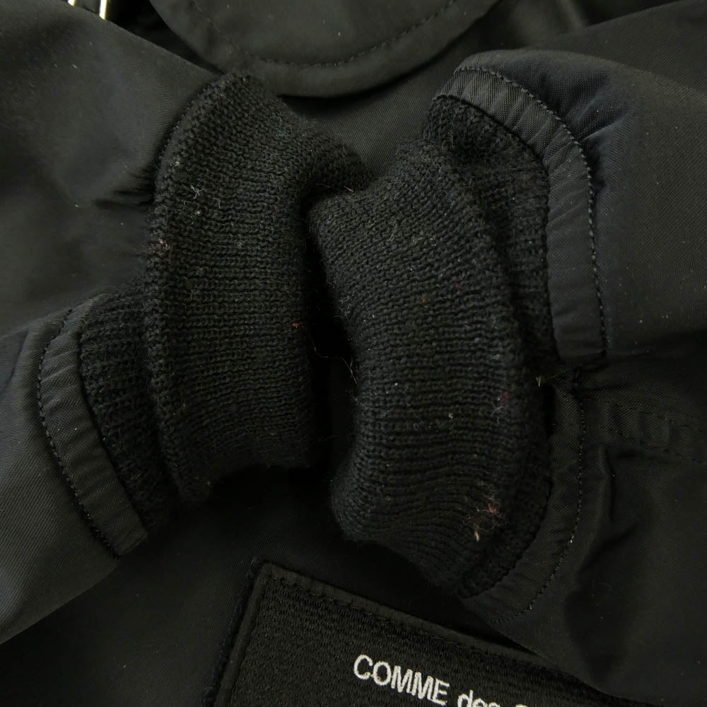COMME des GARCONS HOMME コムデギャルソンオム HN-J006 ナイロンツイル 丸襟 サイドジップ ミリタリー ボンバー ジャケット ブルゾン ブラック系 M【中古】