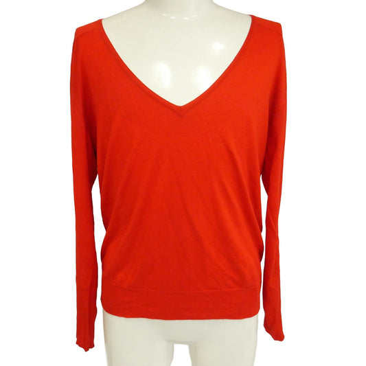 BALENCIAGA バレンシアガ Nicolas Ghesquiere ニコラ・ジェスキエール期 N-NECK KNIT SWEATER Vネック ライトウェイト 長袖 ニット セーター レッド系 XS【中古】
