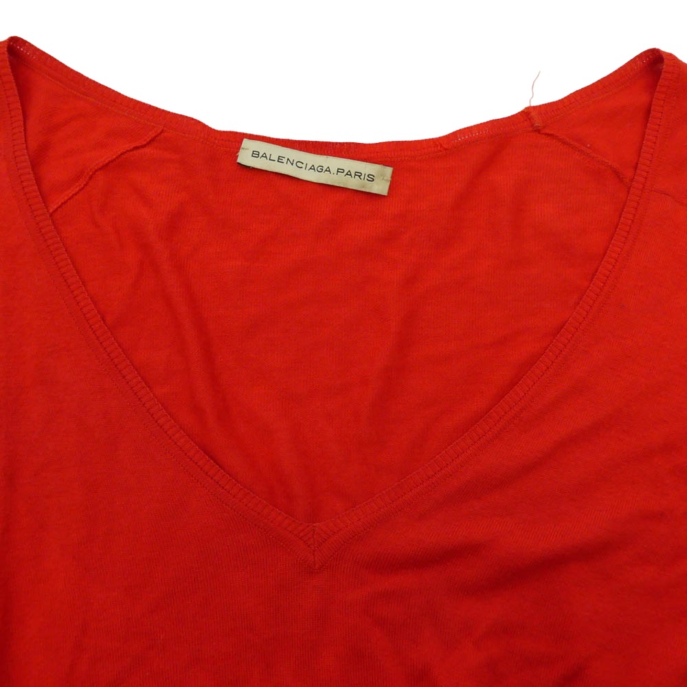 BALENCIAGA バレンシアガ Nicolas Ghesquiere ニコラ・ジェスキエール期 N-NECK KNIT SWEATER Vネック ライトウェイト 長袖 ニット セーター レッド系 XS【中古】