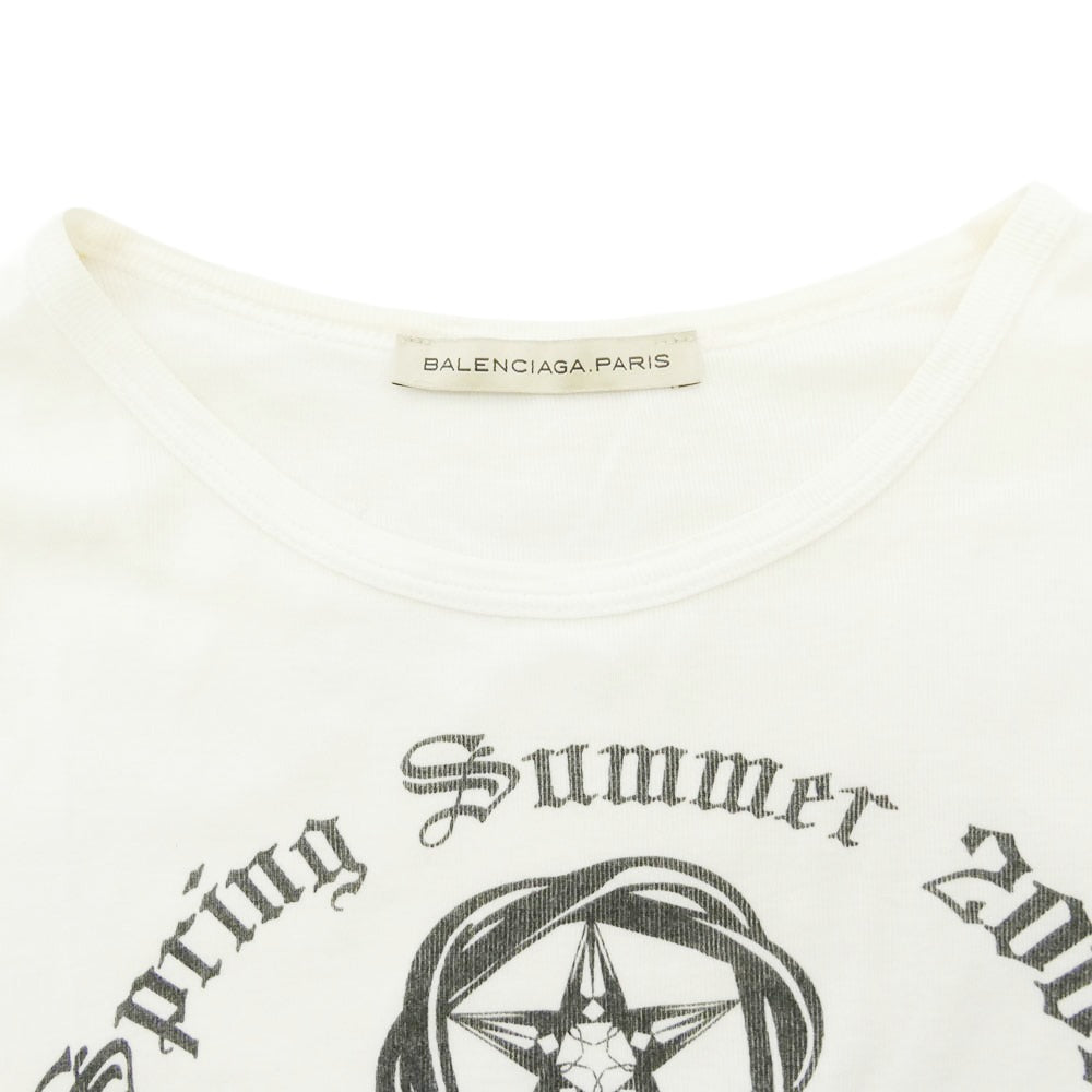 BALENCIAGA バレンシアガ Nicolas Ghesquiere ニコラ・ジェスキエール期 Emblem Logo Printed エンブレムロゴ プリント ロングスリーブ 長袖 カットソー ホワイト系【中古】