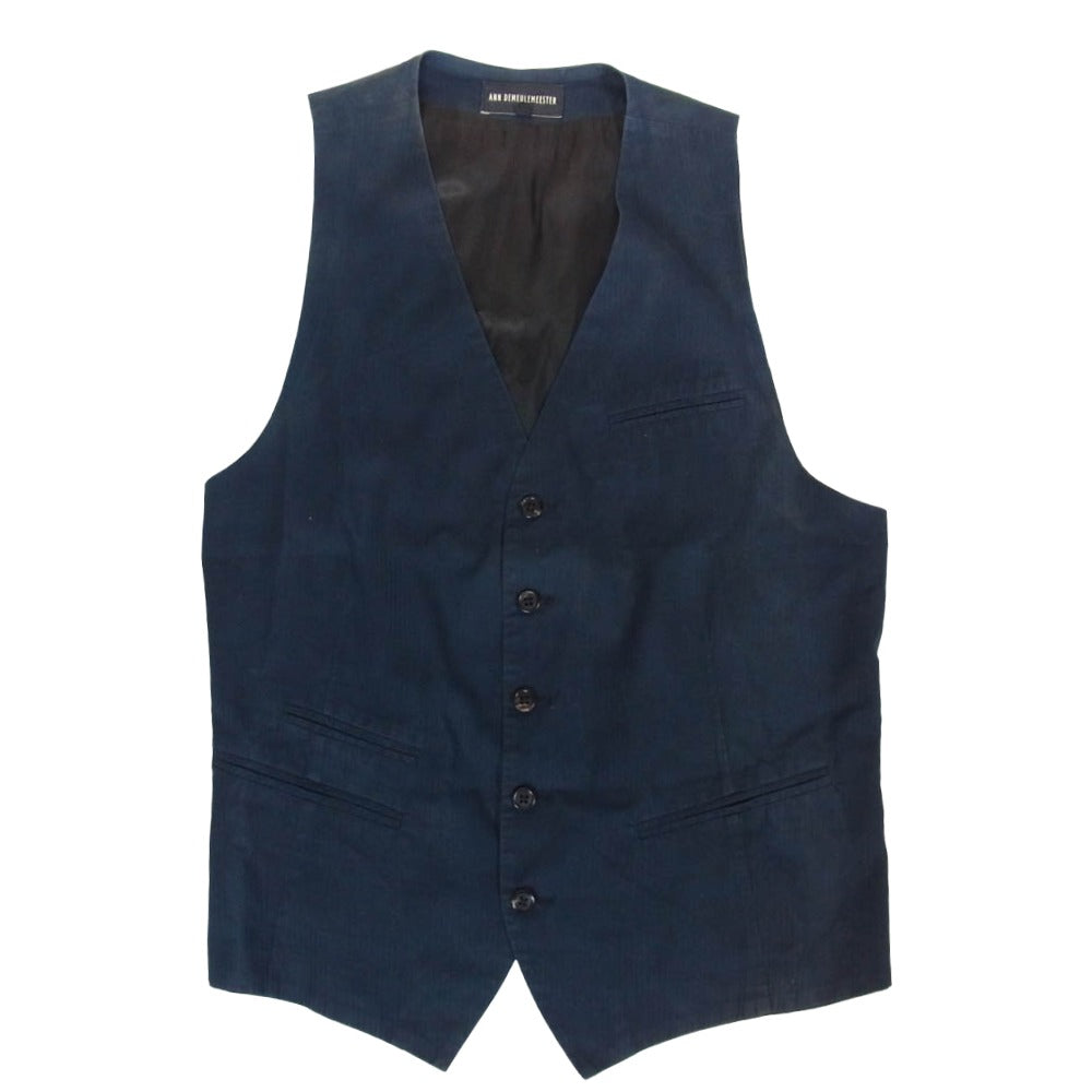 ANN DEMEULEMEESTER アンドゥムルメステール 本人期 ジレ ベスト ネイビー系 XS【中古】