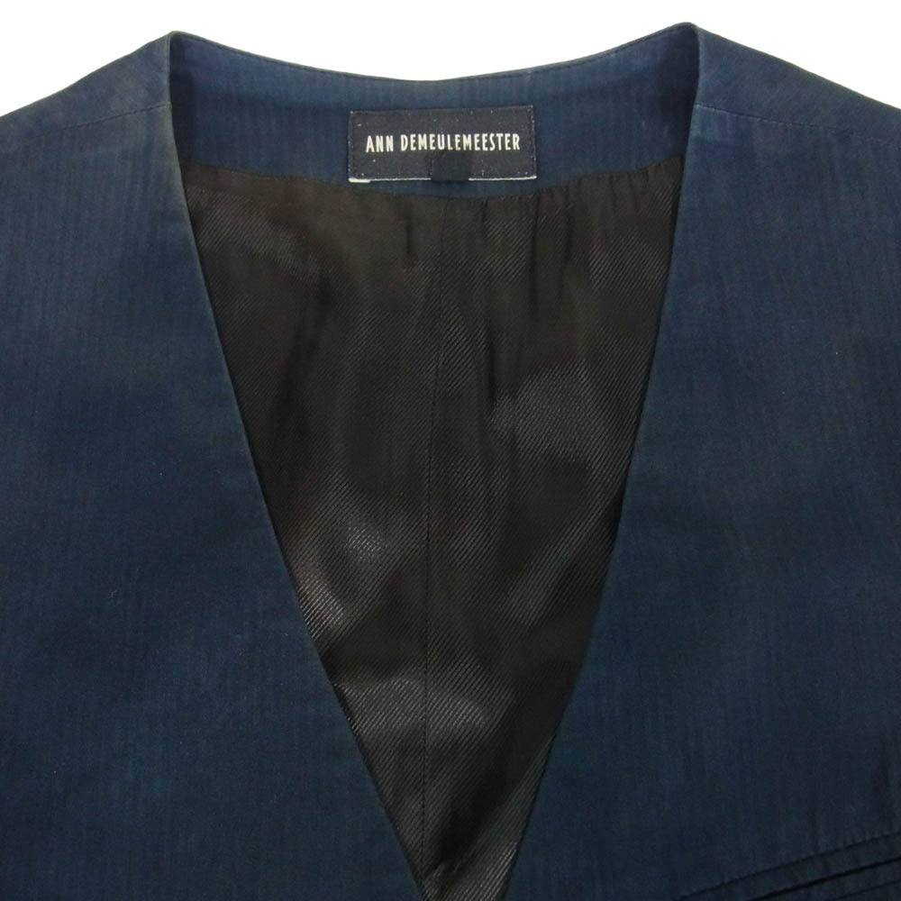ANN DEMEULEMEESTER アンドゥムルメステール 本人期 ジレ ベスト ネイビー系 XS【中古】