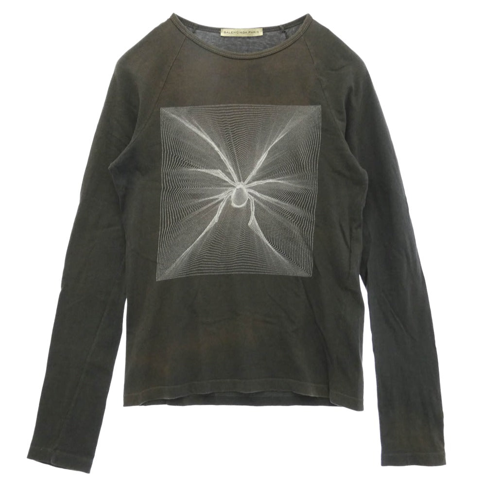 BALENCIAGA バレンシアガ Nicolas Ghesquiere ニコラ・ジェスキエール期 spider printed long sleeve スパイダー プリント 長袖 カットソー グレー系 XS【中古】