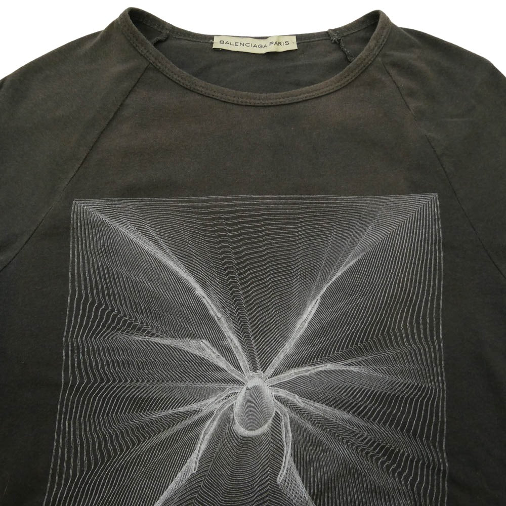BALENCIAGA バレンシアガ Nicolas Ghesquiere ニコラ・ジェスキエール期 spider printed long sleeve スパイダー プリント 長袖 カットソー グレー系 XS【中古】
