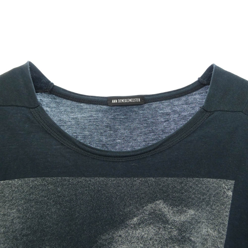 ANN DEMEULEMEESTER アンドゥムルメステール 本人期 angel printed long sleeve 擦れ天使画 プリント 長袖 カットソー ロングスリーブ Tシャツ ブラック系 XS【中古】