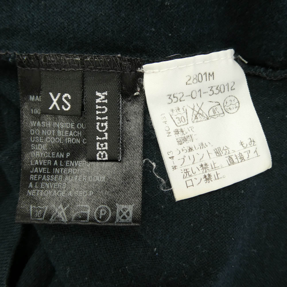 ANN DEMEULEMEESTER アンドゥムルメステール 本人期 angel printed long sleeve 擦れ天使画 プリント 長袖 カットソー ロングスリーブ Tシャツ ブラック系 XS【中古】