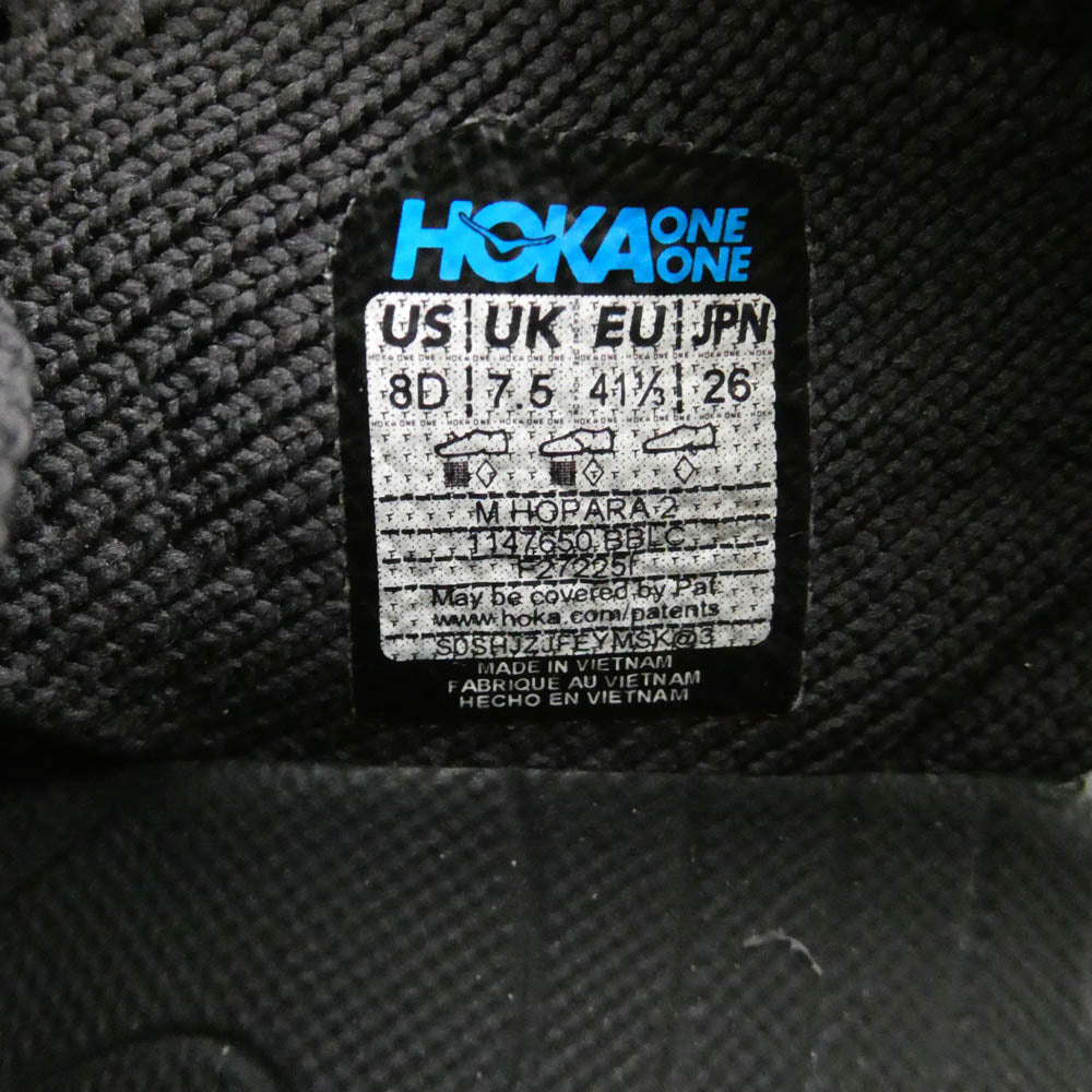 HOKA ONE ONE ホカ オネオネ 1147650 Hopara 2 Black ホパラ2 ブラック ランニングシューズ ローカットスニーカー ブラック系 26cm【中古】