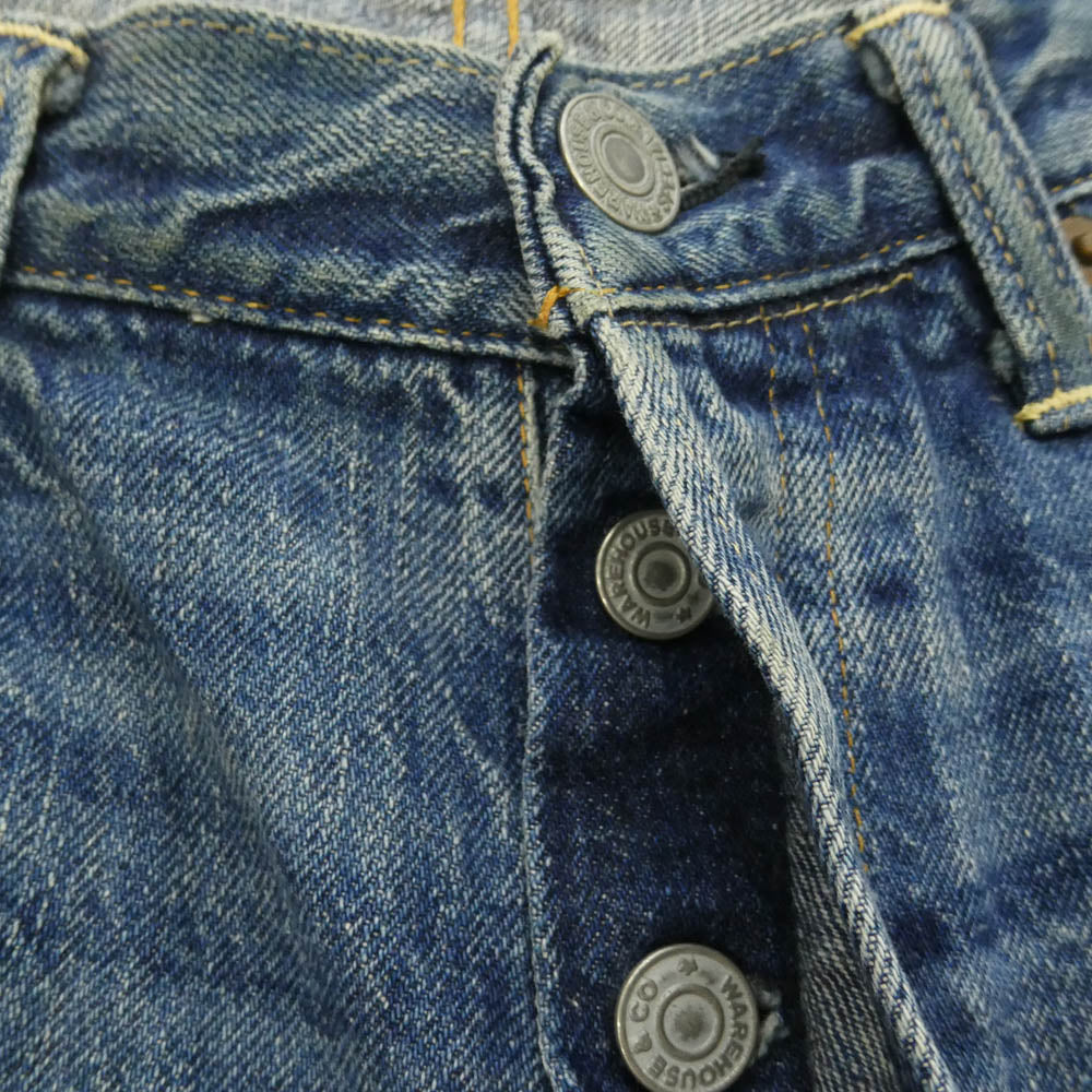 WAREHOUSE ウエアハウス 1101 LOT1101 セコハン 2nd hand ボタンフライ デニム パンツ インディゴブルー系 34【中古】