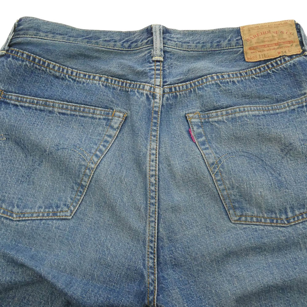 WAREHOUSE ウエアハウス 1101 LOT1101 セコハン 2nd hand ボタンフライ デニム パンツ インディゴブルー系 34【中古】