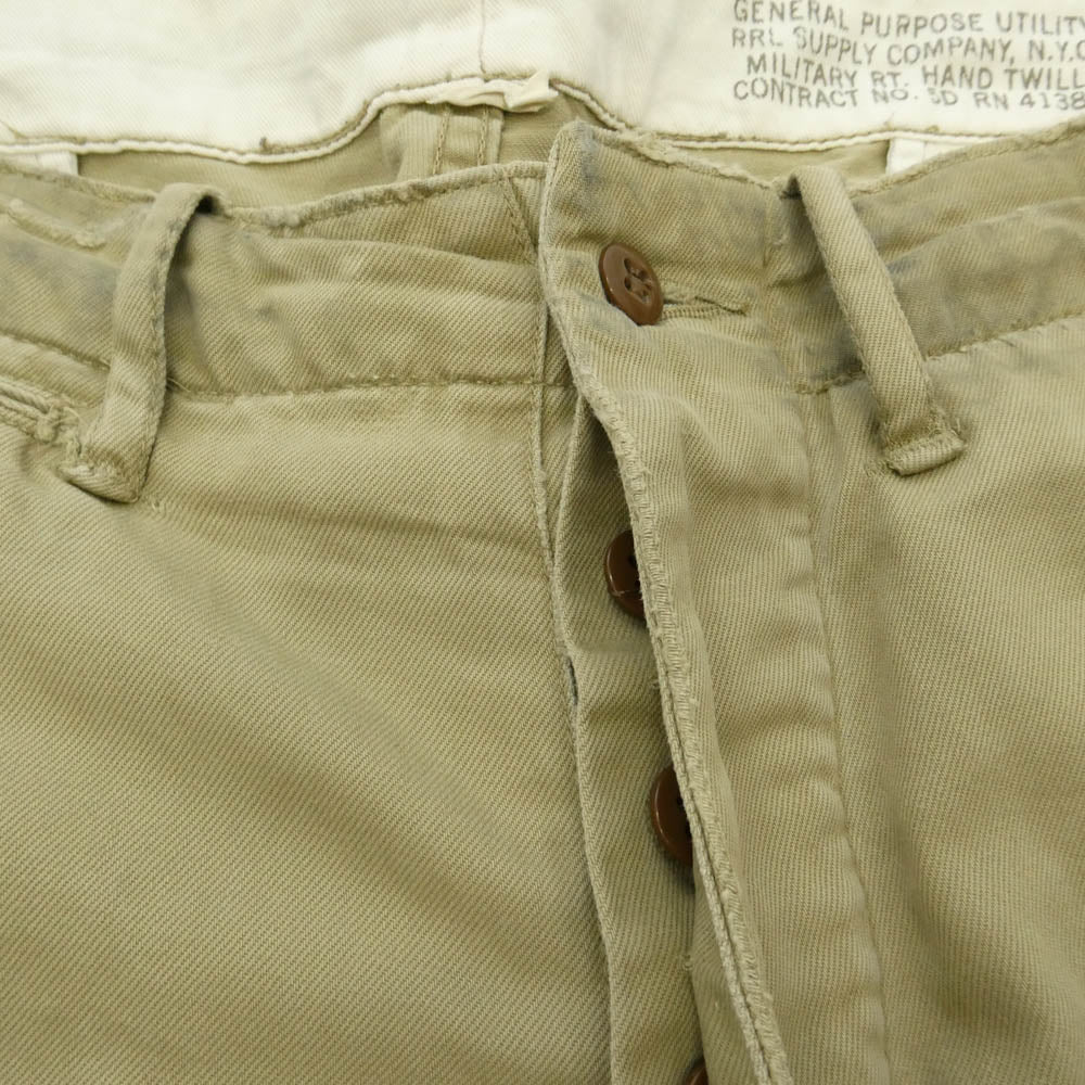 RRL ダブルアールエル 8.65oz military right hand twill M45 damaged chino ダメージ加工 チノ パンツ ベージュ系 30【中古】