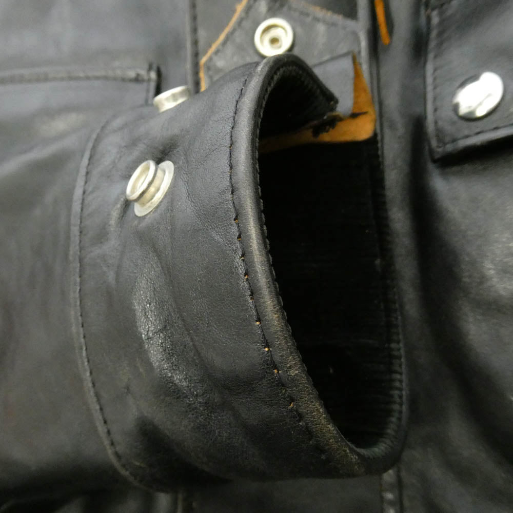 Lewis Leathers ルイスレザー No.414 ROADMASTER ロードマスター 茶芯 ベジタブルタンニン カウハイド レザー ツーリング ライダース ジャケット ブラック系 40【中古】
