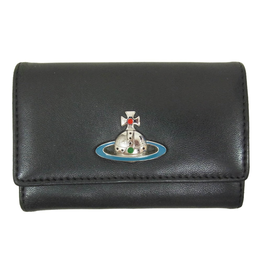 Vivienne Westwood ヴィヴィアンウエストウッド 51020001 L001L NAPPA LEATHER KEY CASE オーブ 4連 レザー キーケース ブラック系【中古】