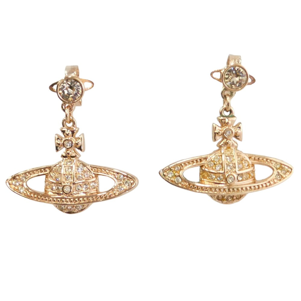 Vivienne Westwood ヴィヴィアンウエストウッド Mini Bas Relief Drop オーブ ミニバス レリーフ ドロップ ピアス ピンクゴールド系【中古】