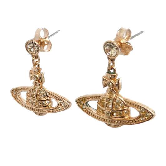 Vivienne Westwood ヴィヴィアンウエストウッド Mini Bas Relief Drop オーブ ミニバス レリーフ ドロップ ピアス ピンクゴールド系【中古】