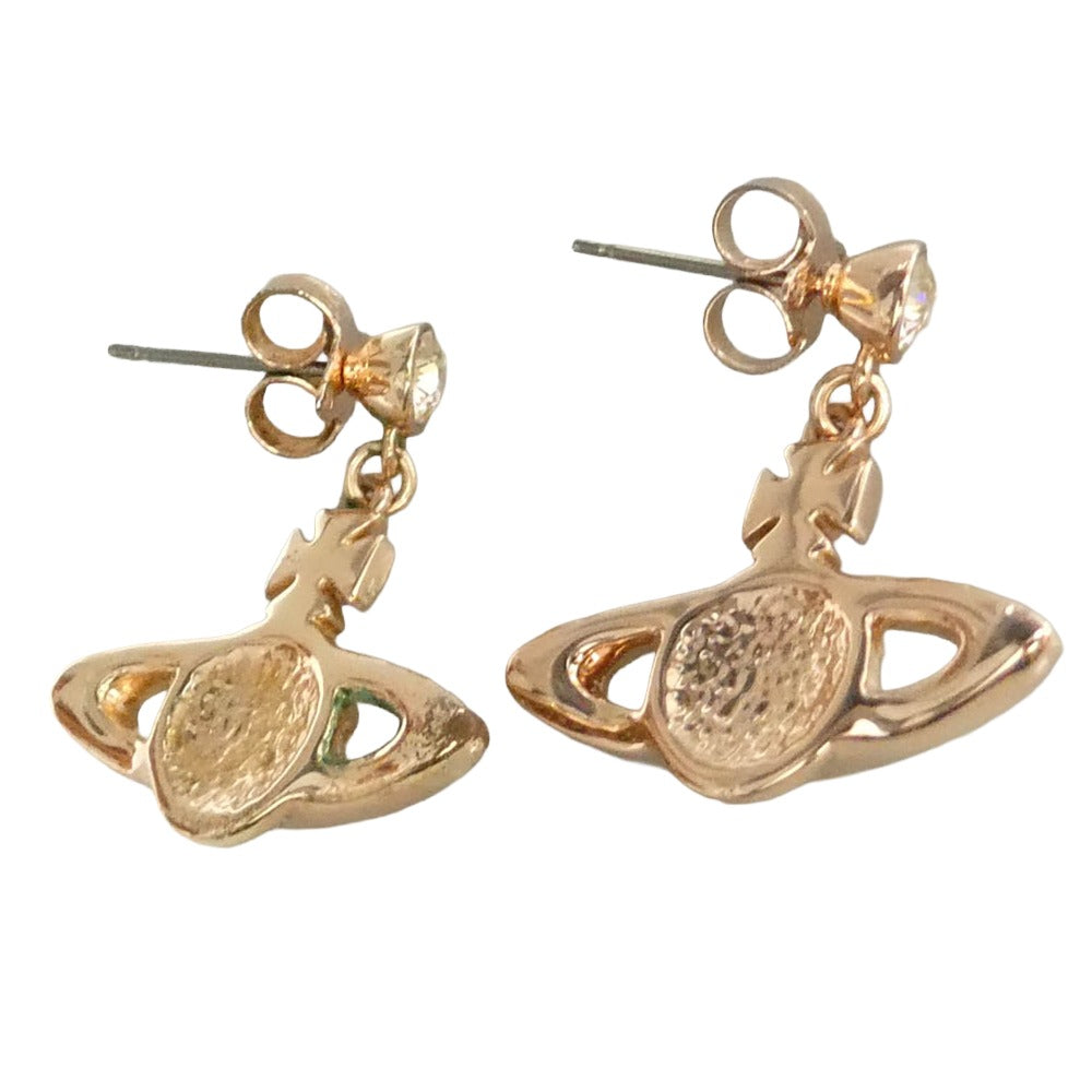 Vivienne Westwood ヴィヴィアンウエストウッド Mini Bas Relief Drop オーブ ミニバス レリーフ ドロップ ピアス ピンクゴールド系【中古】