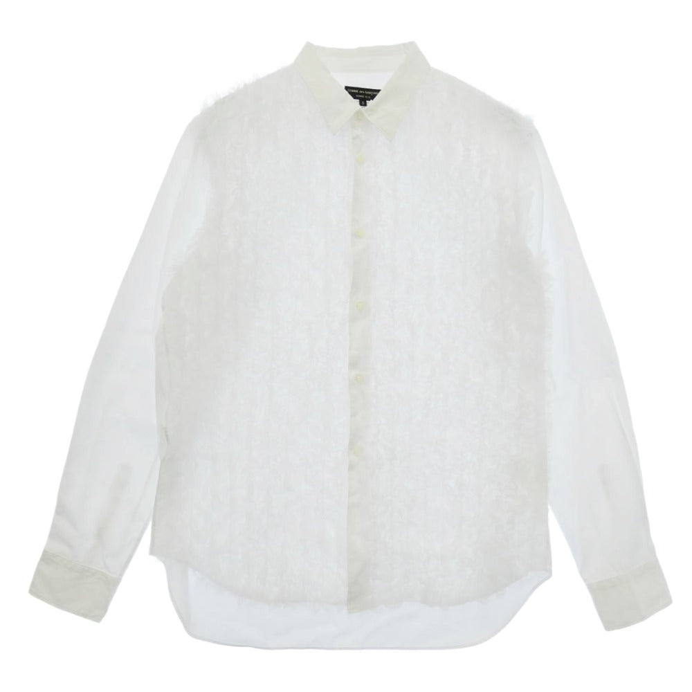 COMME des GARCONS HOMME PLUS コムデギャルソンオムプリュス PO-B025 AD2024 チュール フリル 長袖 シャツ ホワイト系 S【中古】