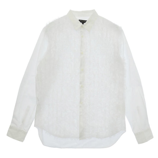 COMME des GARCONS HOMME PLUS コムデギャルソンオムプリュス PO-B025 AD2024 チュール フリル 長袖 シャツ ホワイト系 S【中古】