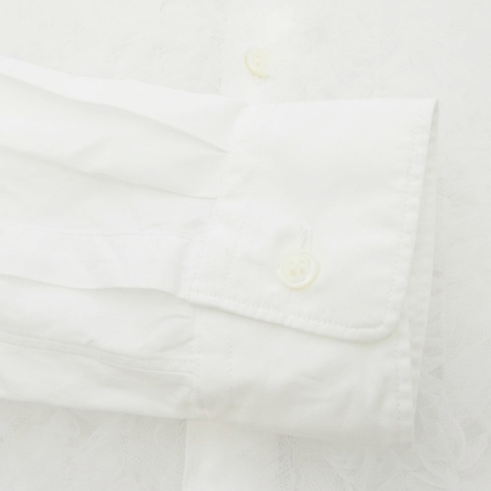 COMME des GARCONS HOMME PLUS コムデギャルソンオムプリュス PO-B025 AD2024 チュール フリル 長袖 シャツ ホワイト系 S【中古】