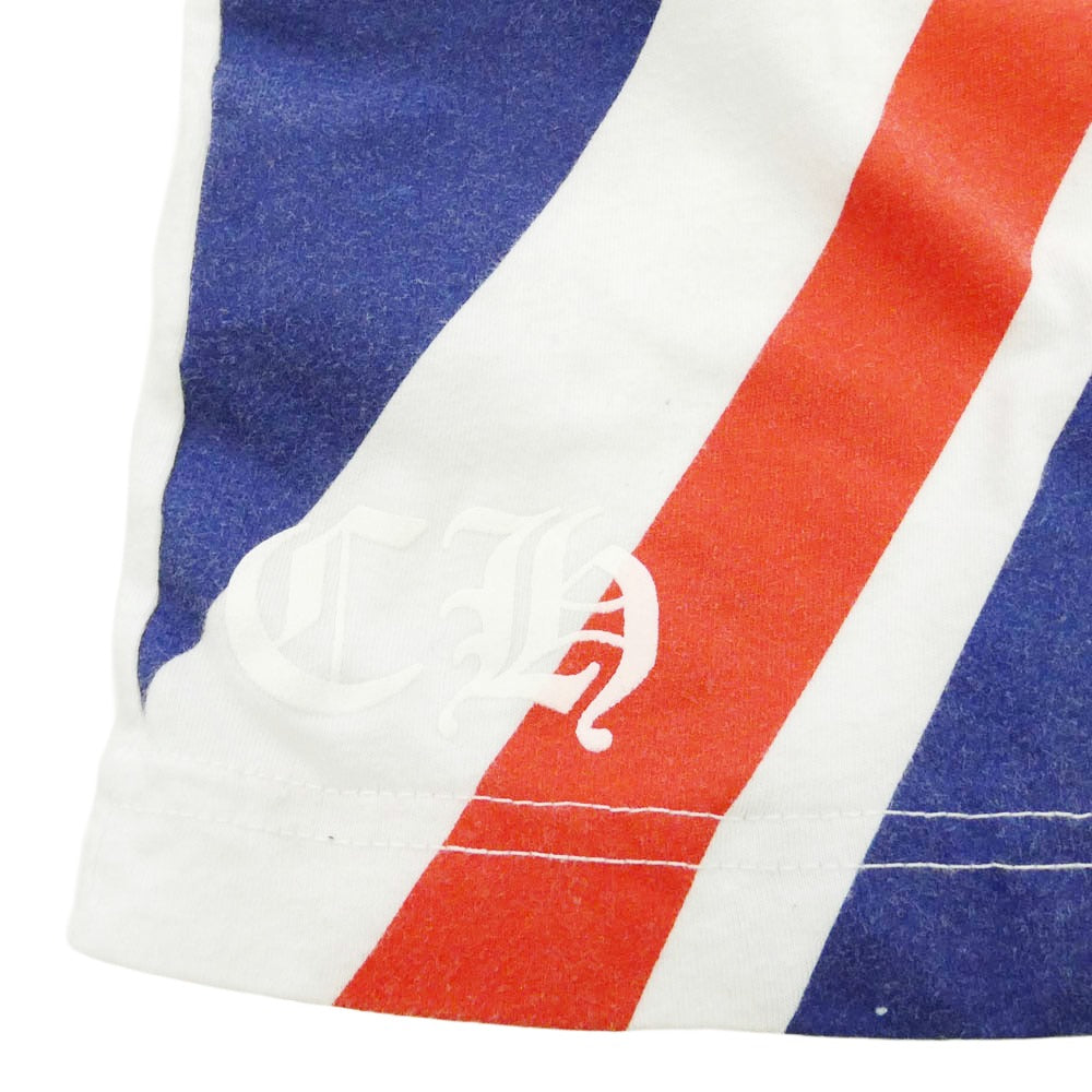 CHROME HEARTS クロムハーツ（原本無） 購入レシート付属 Union Jack Neck H T-SHRT 1 ユニオン ジャック プリント ネック ロゴ 半袖 Tシャツ ホワイト系 M【中古】
