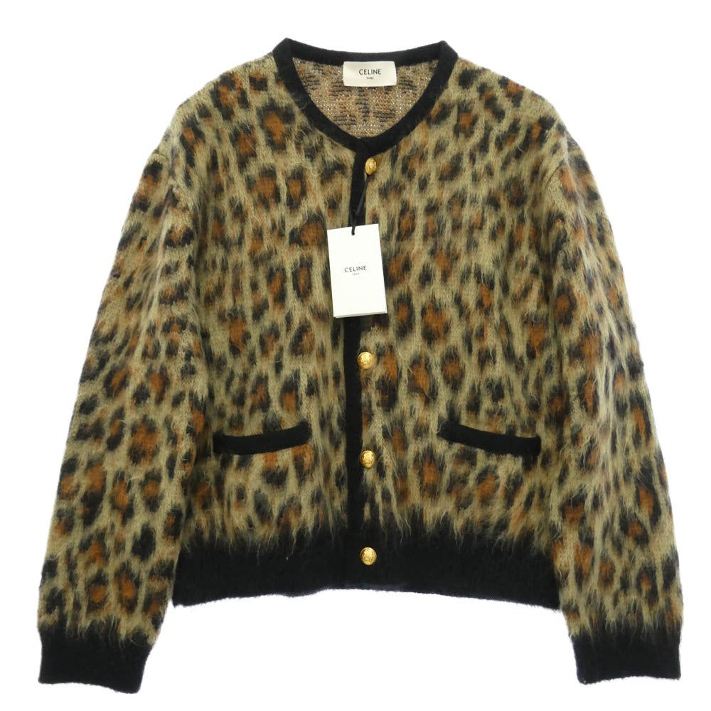 CELINE セリーヌ 24AW RV00Q0ZQ7 レオパード総柄 ブラッシュド モヘア カーディガン ブラウン系 M【中古】