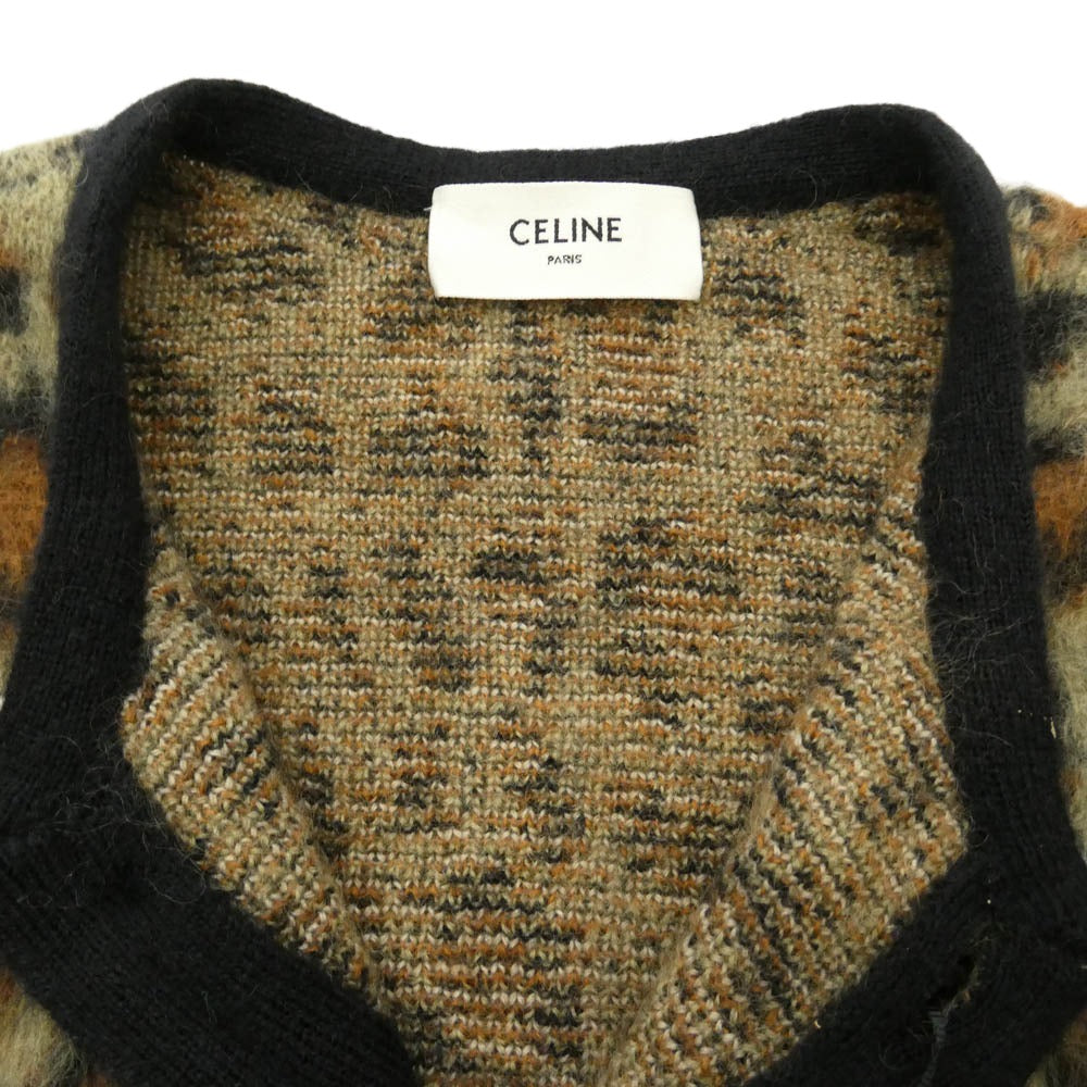 CELINE セリーヌ 24AW RV00Q0ZQ7 レオパード総柄 ブラッシュド モヘア カーディガン ブラウン系 M【中古】