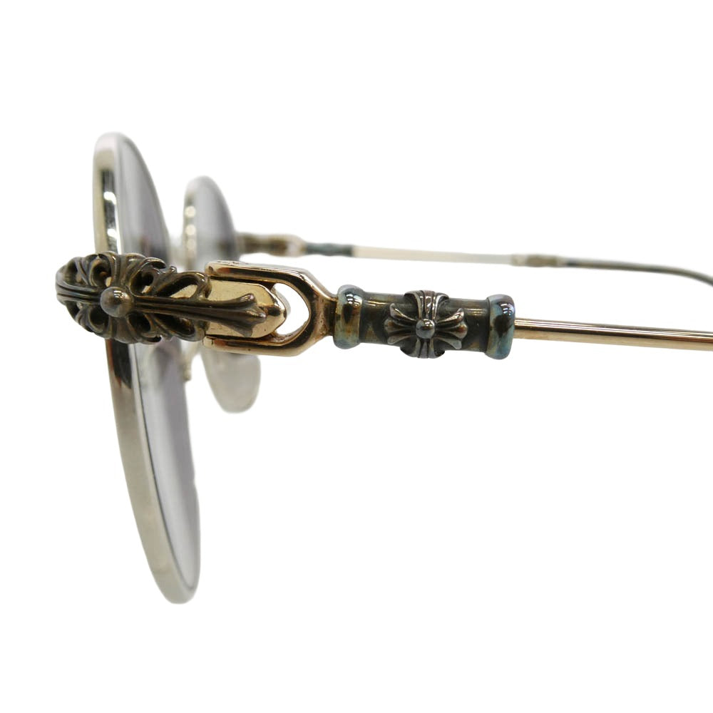 CHROME HEARTS クロムハーツ（原本無） ユナイテッドアローズ購入冊子付属 BUBBA-A クロス テンプル メタル フレーム 眼鏡 アイウェア シルバー系 49□22-145【中古】