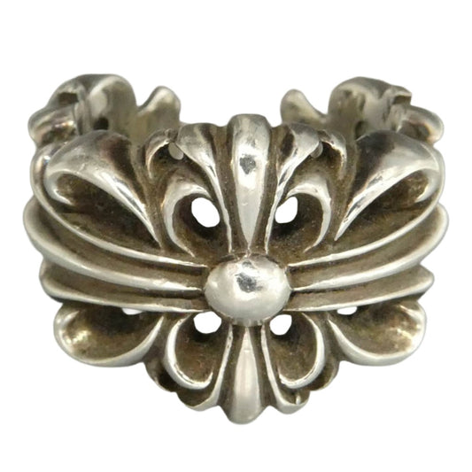 CHROME HEARTS クロムハーツ（原本無） DBL FLRL CRS ダブル フローラル クロス リング シルバー系 14号【中古】